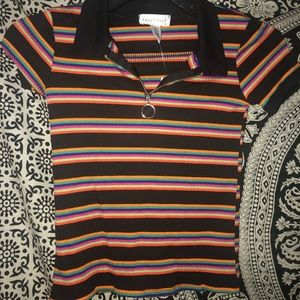 Alternative striped half zip